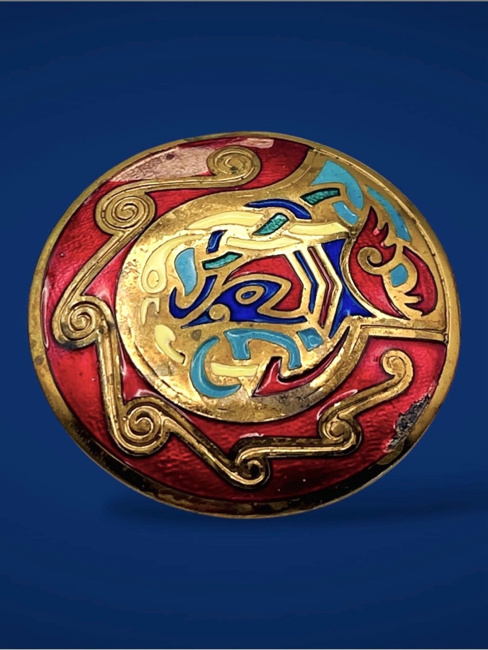 Striking Vintage Tara Ware Dublin Book Of Kells Celtic Enamel Brooch Sold As Is